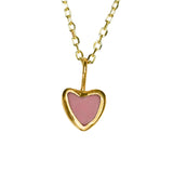 Pink Sea Glass Heart Necklace, Gold Vermeil