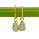 Blue Sea Glass Hoops - Gold Vermeil