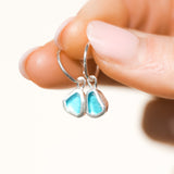 Blue Sea Glass Hoops