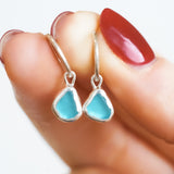 Blue Sea Glass Hoops
