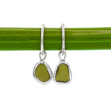 Green Sea Glass Hoops
