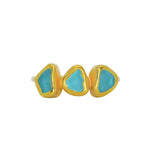 Blue Sea Glass, Gold Vermeil - Size M