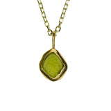 Green Sea Glass Necklace - Gold Vermeil
