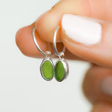 Green Sea Glass Hoops