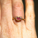 Red Sea Glass Heart, Gold Vermeil - Size N