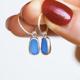 Blue Sea Glass Hoops