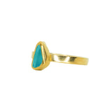 Blue Sea Glass, Gold Vermeil - Size R