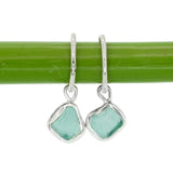 Green Sea Glass Hoops
