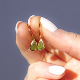 Green Sea Glass Hoops - Gold Vermeil