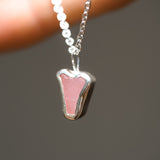 Pink Sea Glass Heart Necklace