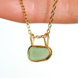 Green Sea Glass Necklace - Gold Vermeil