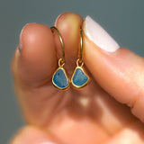 Blue Sea Glass Hoops - Gold Vermeil