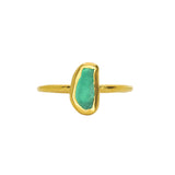 Green Sea Glass, Gold Vermeil - Size Q