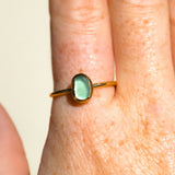 Green Sea Glass, Gold Vermeil - Size U