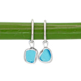 Blue Sea Glass Hoops