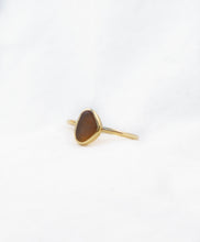 Load image into Gallery viewer, Amber Sea Glass, Gold Vermeil - Size U 1/2
