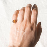 Amber Sea Glass, Gold Vermeil - Size i 1/2