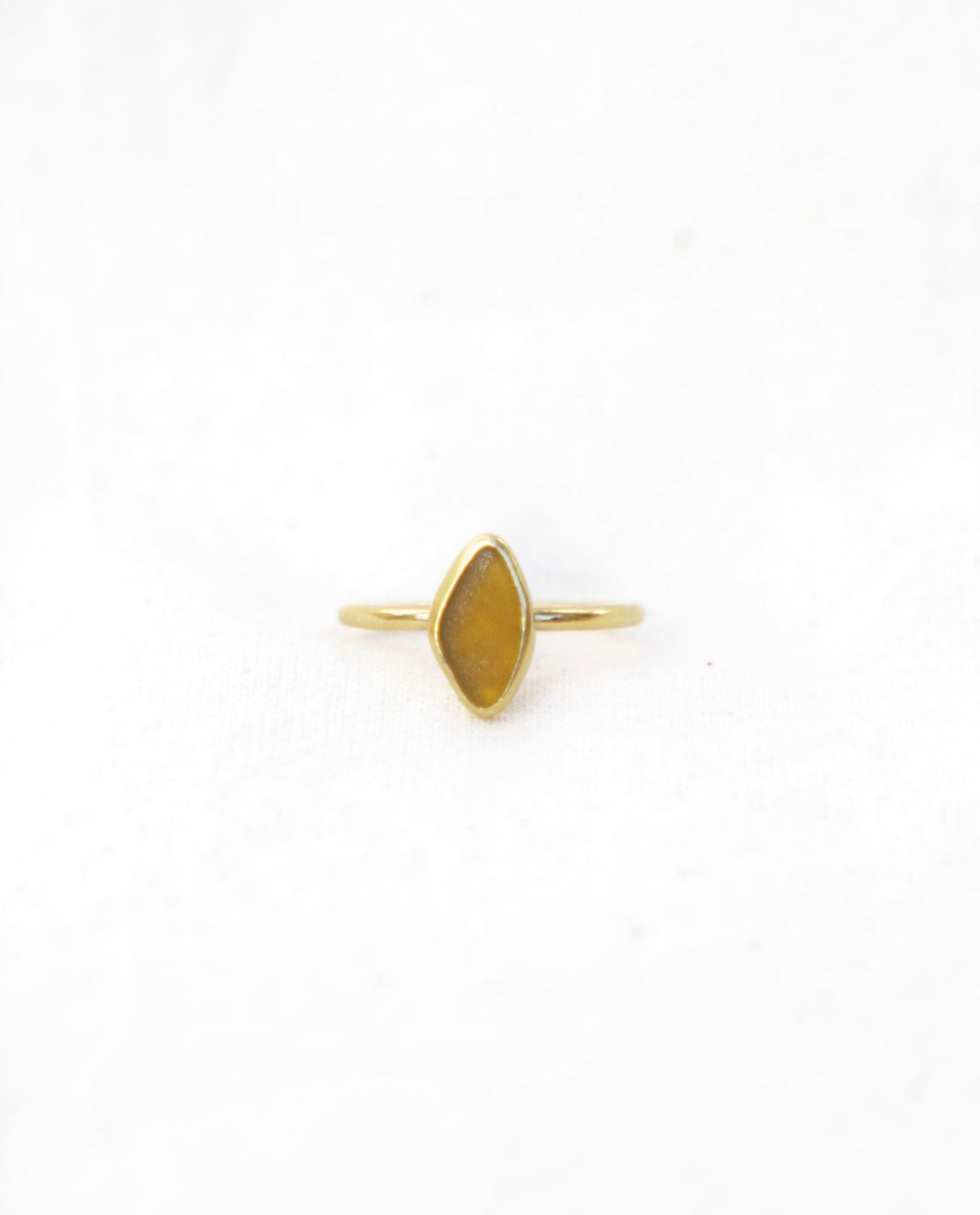 Amber Sea Glass, Gold Vermeil - Size N