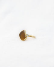 Load image into Gallery viewer, Amber Sea Glass, Gold Vermeil - Size I (i)
