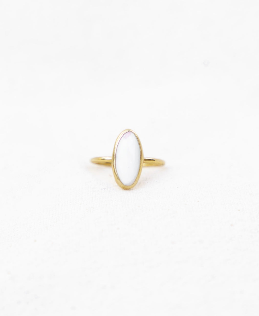 White Opal Ring, Gold Vermeil - Size N