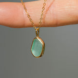 Green Sea Glass Necklace - Gold Vermeil