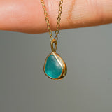 Green Sea Glass Necklace - Gold Vermeil