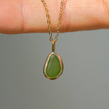 Green Sea Glass Necklace - Gold Vermeil