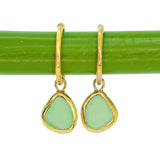 Green Sea Glass Hoops - Gold Vermeil