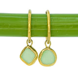 Green Sea Glass Hoops - Gold Vermeil
