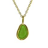 Green Sea Glass Necklace - Gold Vermeil