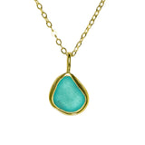 Green Sea Glass Necklace - Gold Vermeil