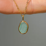 Green Sea Glass Necklace - Gold Vermeil