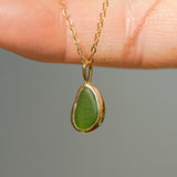 Green Sea Glass Necklace - Gold Vermeil
