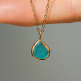 Green Sea Glass Necklace - Gold Vermeil