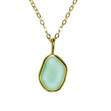 Green Sea Glass Necklace - Gold Vermeil